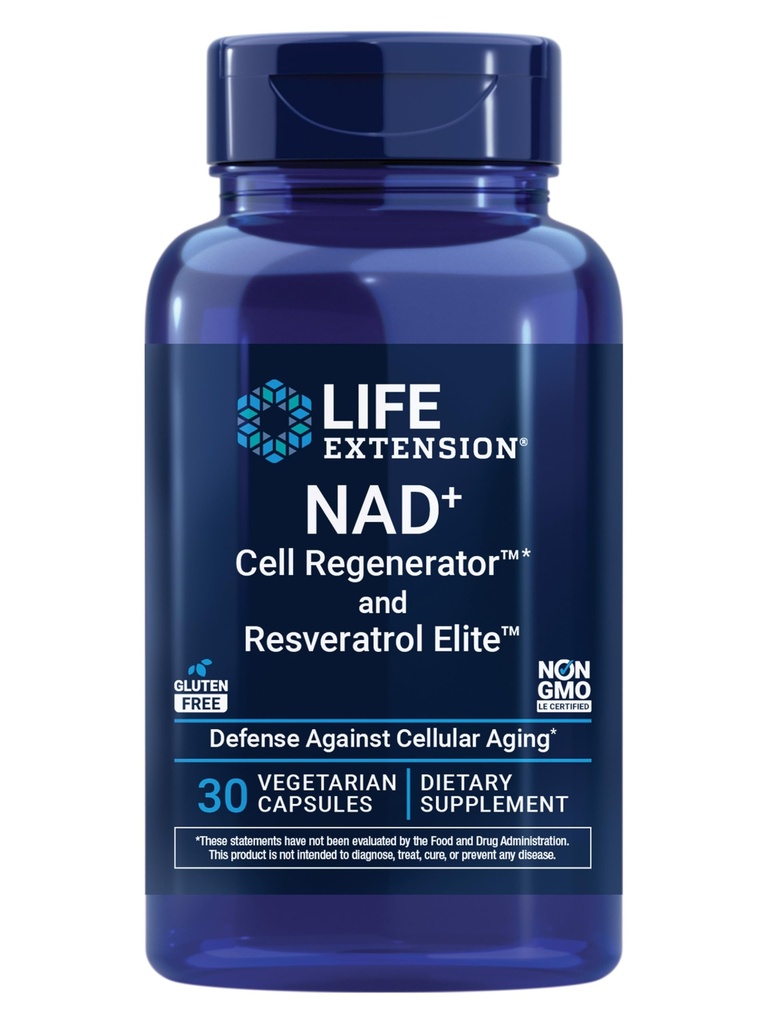 Life Extension NAD+ Cell RegeneratorTM und Resveratrol EliteTM*, Nikotinamid Riboside, Trans-Resveratrol, Quercetin, Fisetin, Herzgesundheit, Gesundes Altern, Vegetarisch, Non-GMO, Gluten Free, 30 Kapseln