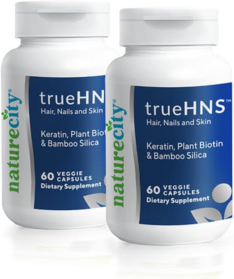NatureCity True-HNS Haar Nägel und Haut Cynatine Keratin und pflanzenbasierte Biotin Vitamin-Ergänzung |Fuller und stärkere Haare und Nägel|Non GMO| 120 Veggie Kapseln