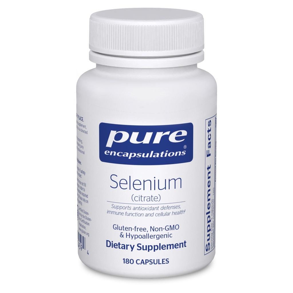 Pure Encapsulations Selen (Citrate) - für Immunsystemunterstützung & Zelluläre Gesundheit - Antioxidante Ergänzung - Unterstützt Blutfluss* - Glutenfrei & Vegan - 180 Kapseln