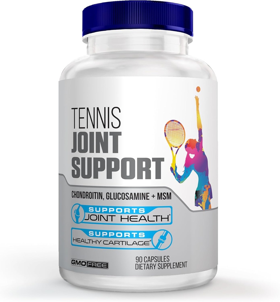 Tennis Joint Support Supplement - Gesunde Knie, Rücken, Knorpel, & Gelenke – Glucosamine Chondroitin MSM- GMP zertifizierte Tennis Supplements und gemeinsame Unterstützung für Sportler – 90 Kapseln