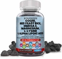 L-Lysine Coq10 Alpha Lipoic Acid Gummis Red Yeast Rice Magnesium Gummy für Erwachsene und Kinder - Aminosäure ergänzt Omega 3 Niacin Zink Vitamin K2 D3 B3 - Vitamine für Damen und Herren - 60 Gummy Bears