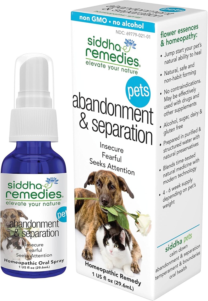 Siddha Remedies Abandonment & Separation für Haustiere | Natürliche homöopathische Heilkunde für Hunde, Katzen und Tiere | Hilft natürlich Tieren mit Angst und obsessive Verhaltensweisen | Unterstützt gesunde Unabhängigkeit