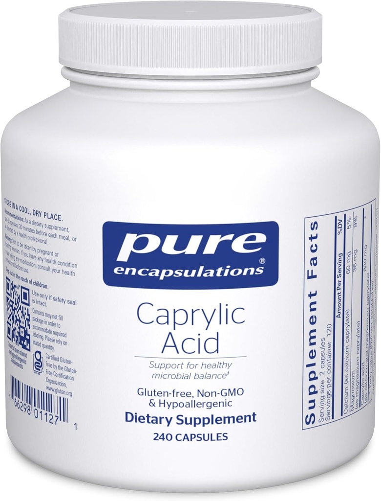 Pure Encapsulations Caprylic Acid | Ergänzung für Gut und Verdauungsgesundheit, GI Balance, gastrointestinale Unterstützung und Darmgesundheit* | 240 Kapseln