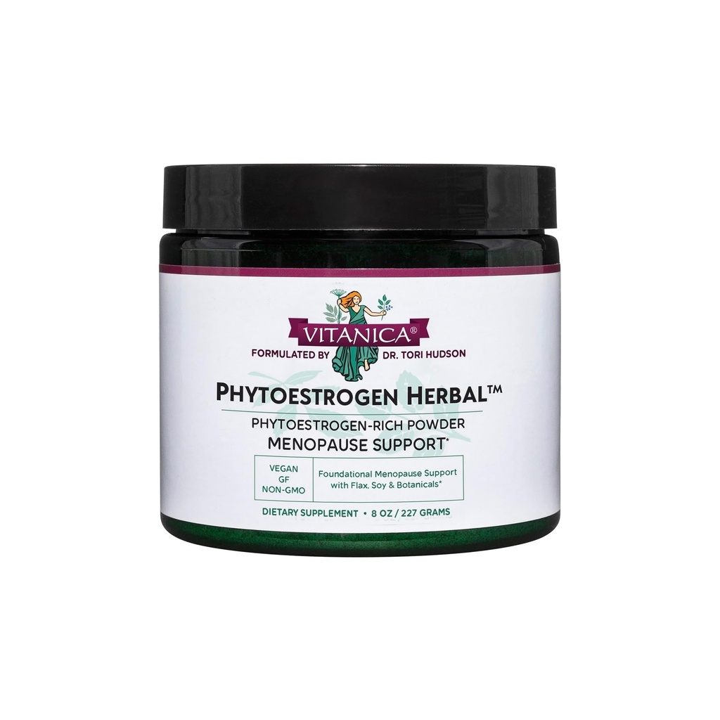 Vitanica Phytoestrogen Kräuter Non-GMO PMS, Menopause Relief Ergänzung für Frauen, Hormon Balance, Nacht Sweats & Hot Flash Relief, Soy Isoflavones, Vegan, Pulver 8 Oz (Phytoestrogen Herbal)