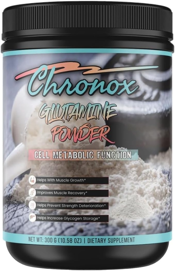 Chronox Organische Glutamin-Pulver - steigert Zellmetabolismus und körperliche Leistung - Glutamin-Ergänzung für Muskelreparatur und -gewinnung - Glutamin-Pulver Bio verbessert Fitness-Level