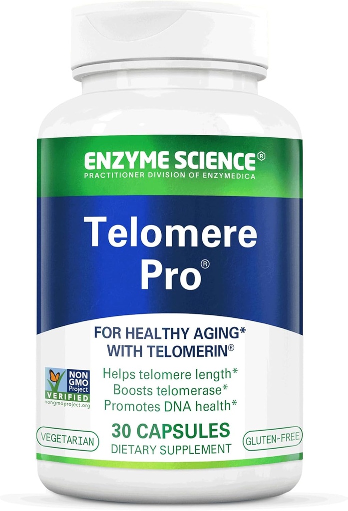 Enzyme Science Telomere Pro | unterstützt Zelluläre Gesundheit, Energieproduktion und gesunde Alterung | Formuliert mit Vitamin D3, Rhodiola und Astragalus | Natural Telomerase Supplement, 30 Portionen