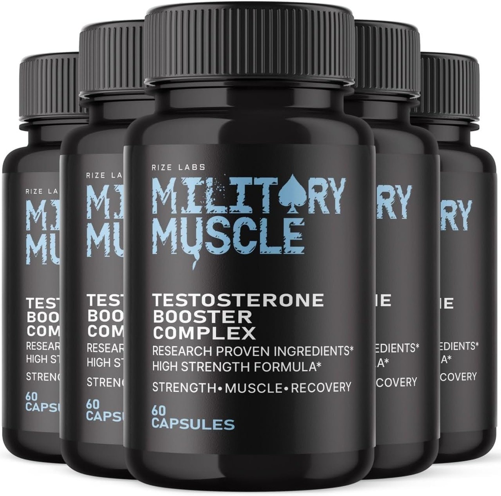 rize labs Herren Militärmuskel, Alle natürlichen Nahrungsergänzung zur Verbesserung der Leistung, Kapseln fördern Stamina und Energie - Pack von 5(300 Kapseln)
