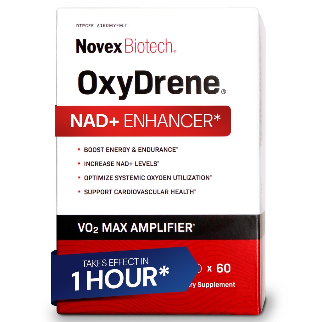Novex Biotech Oxydrene NAD+ Enhancer - Natürliche Ergänzung zur Förderung von Stoffwechsel und Herz-Kreislauf-Unterstützung für Männer und Frauen - (60 Kapseln)