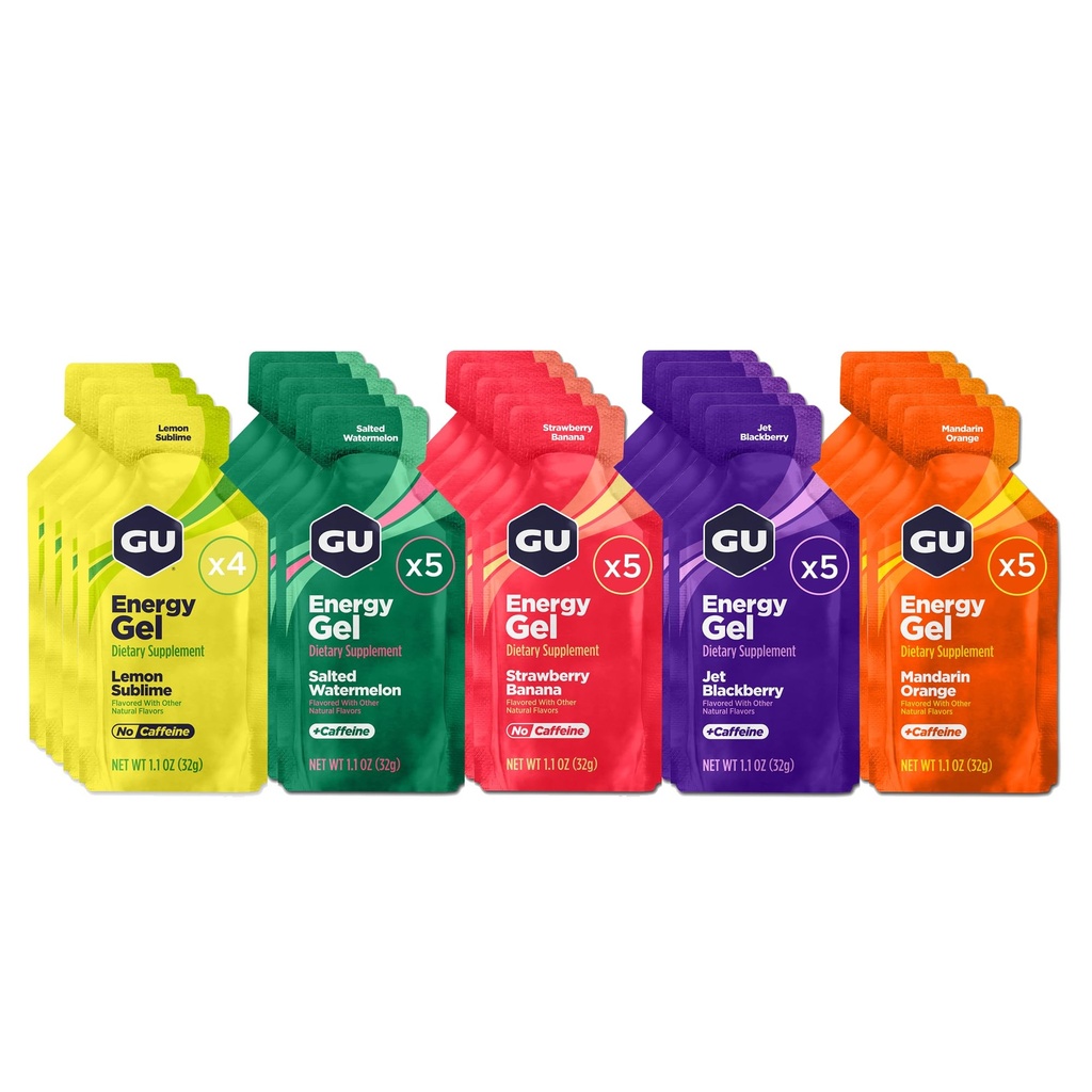 GU Energy, Original Energy Gels, Assorted Fruity Flavors - 24 Count