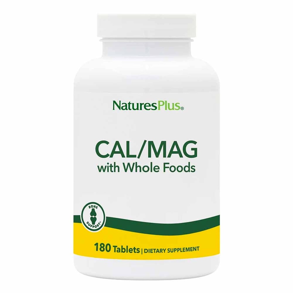 NaturesPlus Quelle des Lebens Cal/Mag Mineral Supplement- 500 mg Calcium, 250 mg Magnesium, 180 vegetarische Tabletten - Ganze Nahrungsergänzung, fördert Knochengesundheit - Glutenfrei - 90 Servierungen