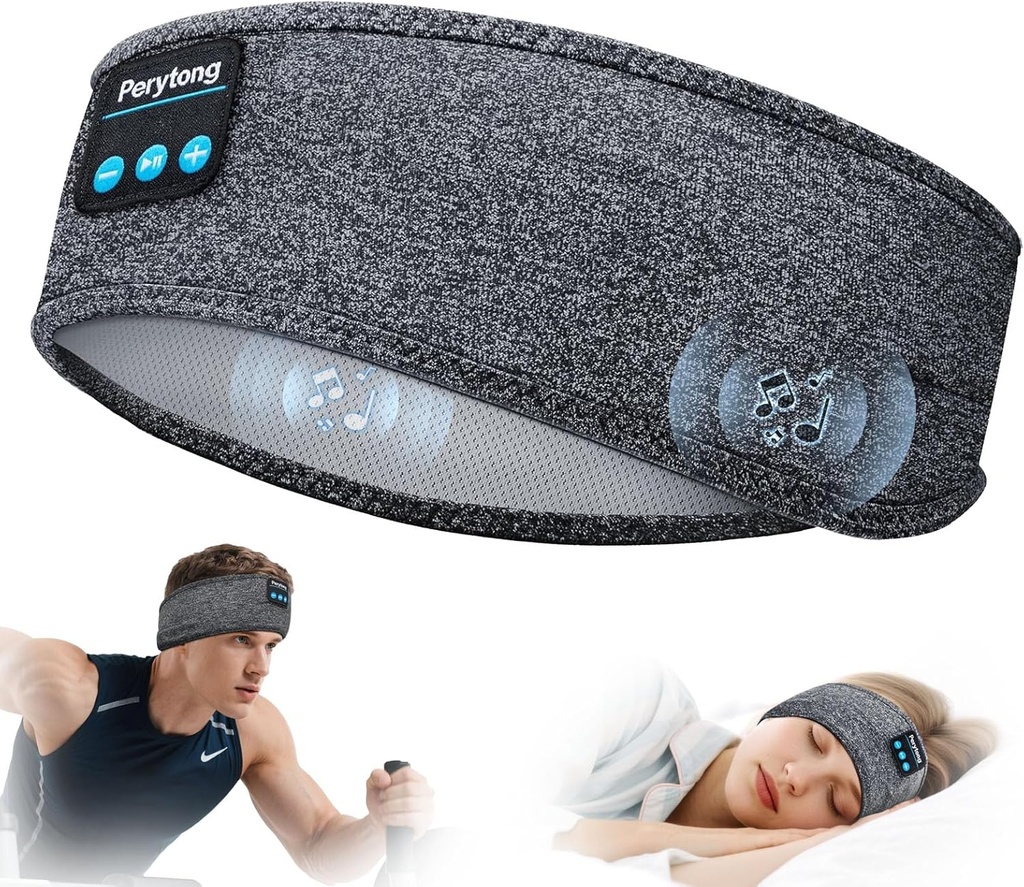 Perytong Sleep Headphones Wireless, Bluetooth Sports Headband Kopfhörer mit Ultra-Thin HD Stereo Lautsprecher Perfekt für Schlafen, Workout,Jogging,Yoga,Insomnia, Air Travel, Meditation