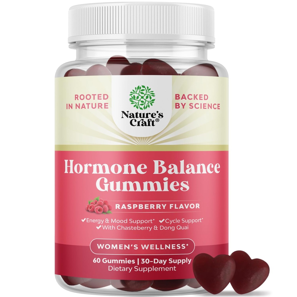 Hormon Balance für Frauen Gummier aller Altersgruppen - PMS-Supplement für Frauen zu regulieren Menstrual Cycle & Hormonal Balance Menopause & Mood Swings mit Vitamin B6 & Dong Quai - 60 Chews