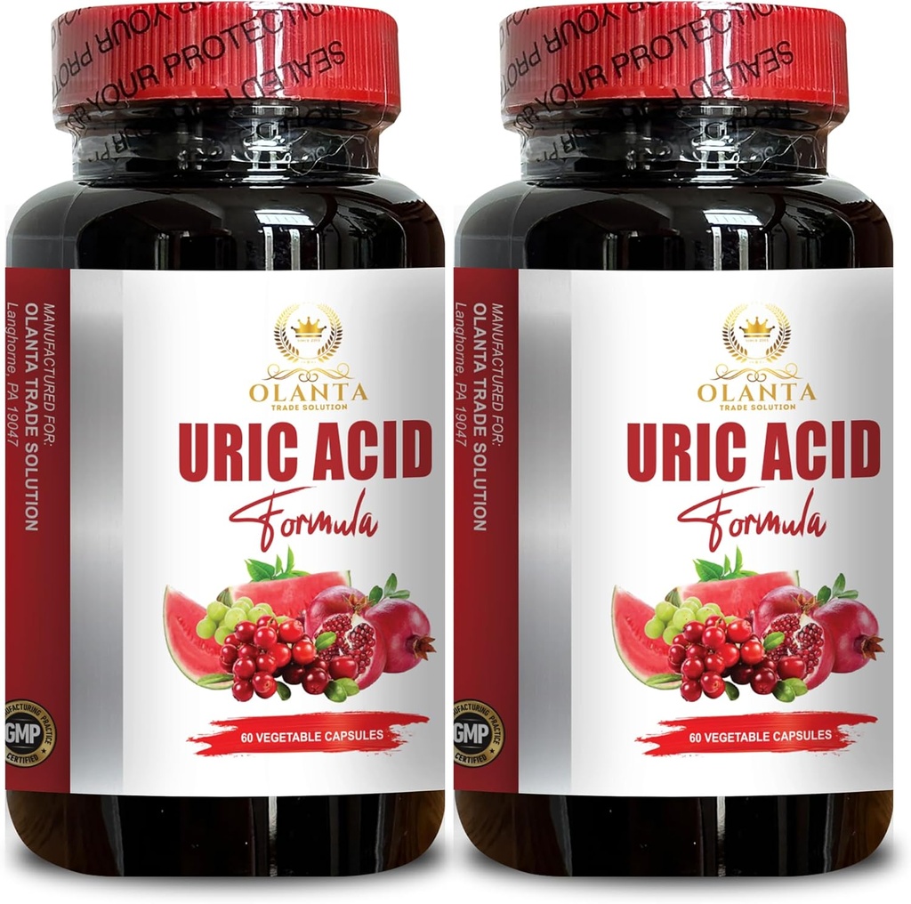 URIC Säure-Unterstützung - Uric Acid-Unterstützung für Erwachsene, Tart Kirsch Extrakt Kapseln, Gelenk & Muskel Komfort, Non-GMO, Uric Acid Vitamin - 2 Flaschen 120 Kapseln