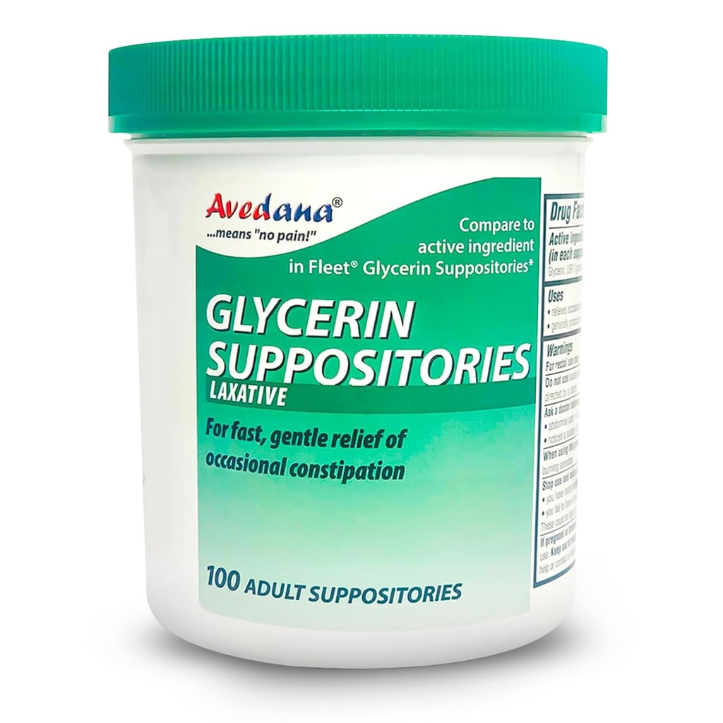 USP 2g Glycerin Laxatives Suppository – 100 Erwachsene Größe Laxative Suppositorien für Männer und Frauen – Schnelle und sanfte Relief Suppositorien für Verstopfung – Bequeme Form Erwachsene Suppository
