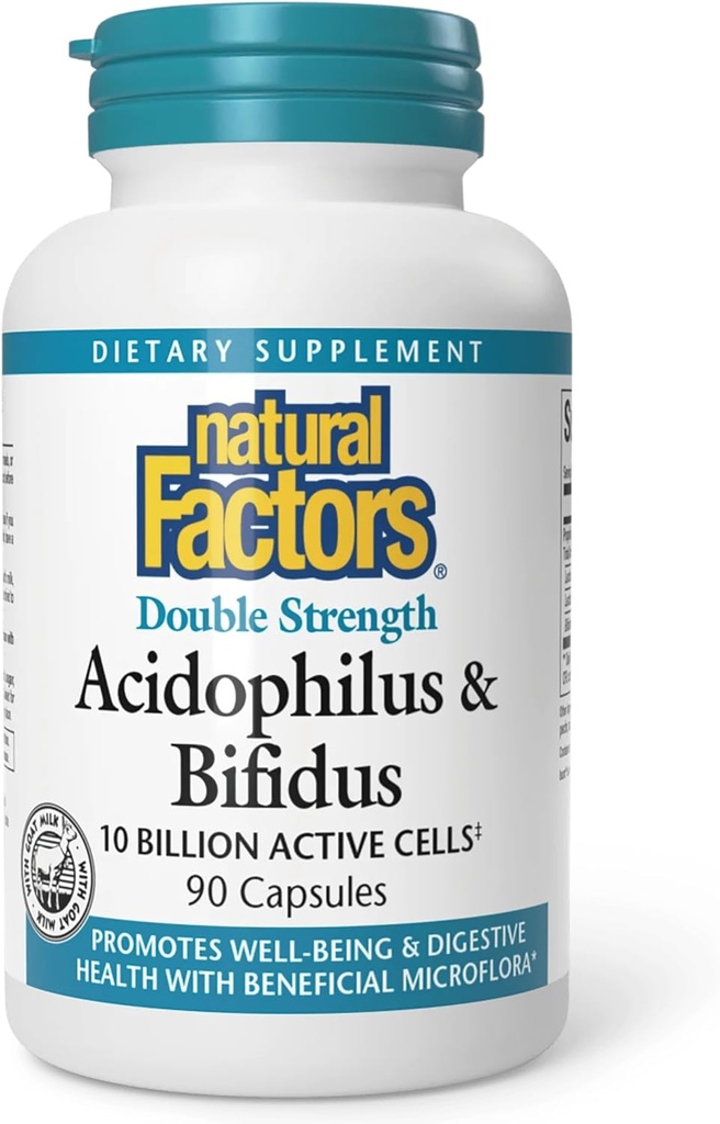 Natürliche Faktoren - Acidophilus & Bifidus, fördert Wohlbefinden & Verdauungsgesundheit, 90 Kapseln