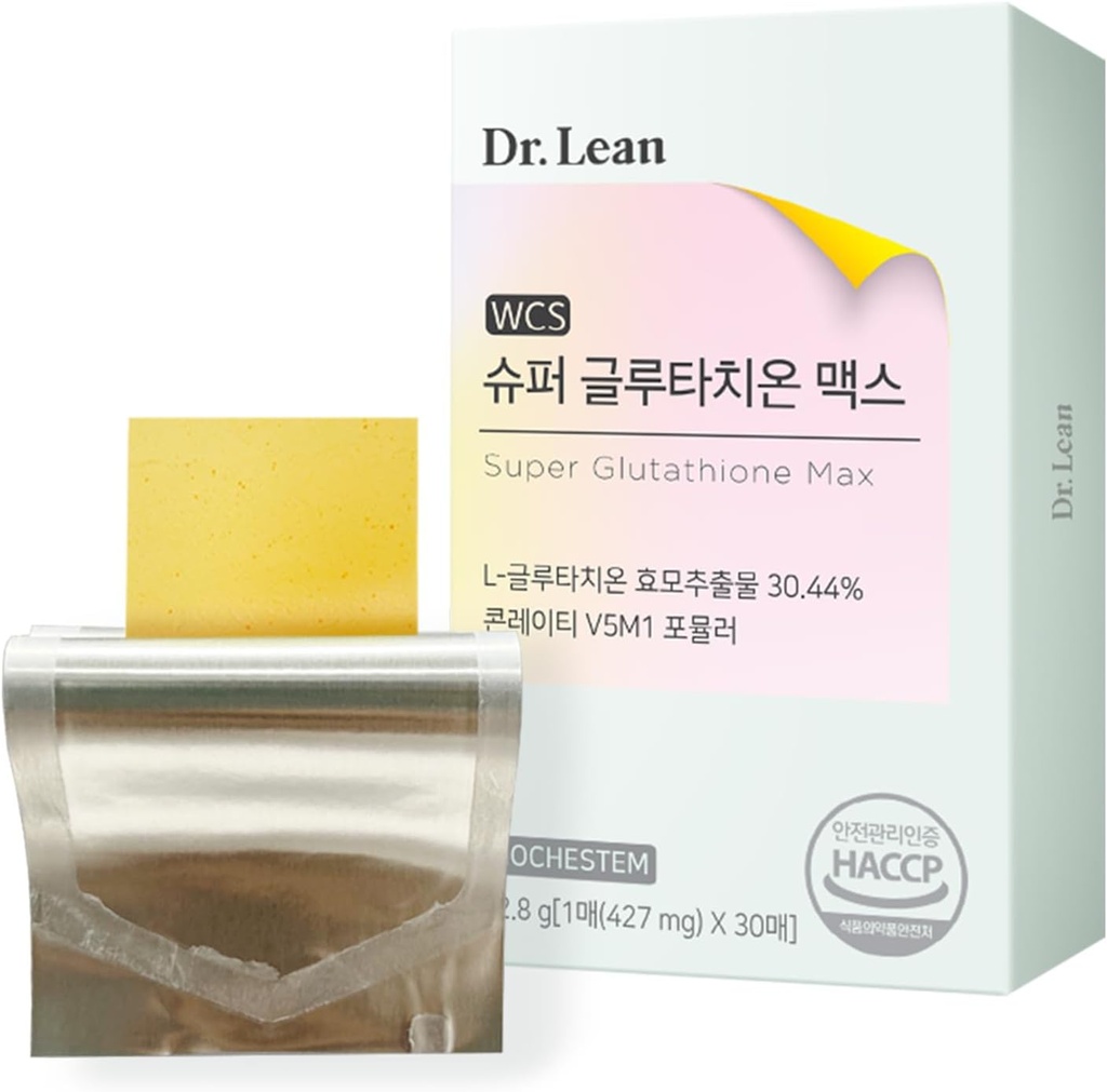 Dr. Lean Super Glutatione Max - 427mg High- Potency Strips with Milk Thistle, Collagen & Hyaluronic Acid Astips 124; Fast- Melt ODF, Antioxidant, Skin & Liver Support, K- Beauty, Made in Korea (30 Strips)