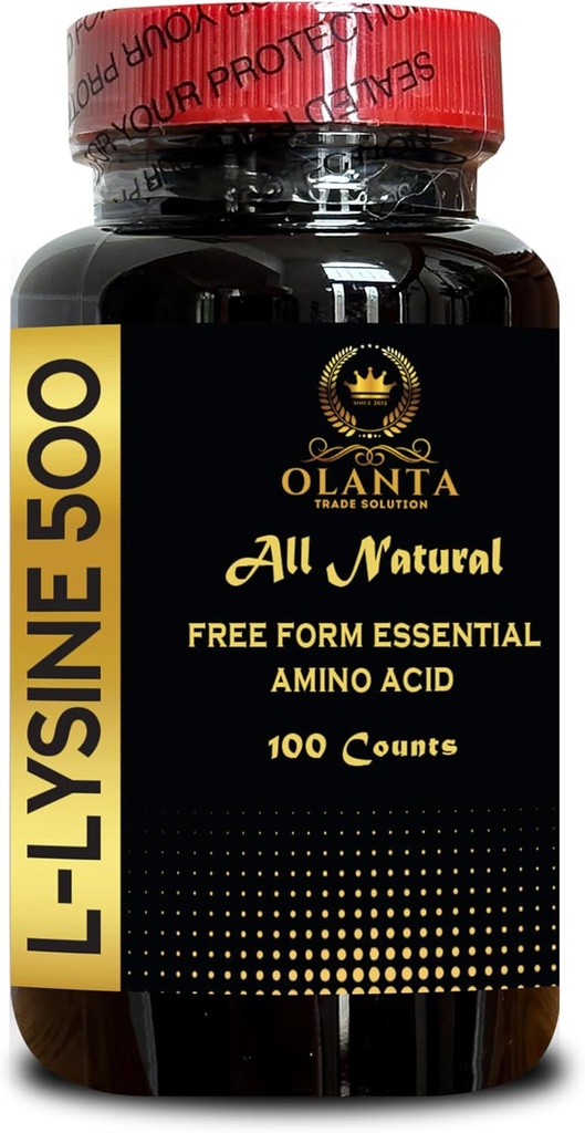 L-LYSINE 500 - Freie Form Aminosäuren, L Lysin-Komplex, Immununterstützung, Lip & Skin Health Supplement, Support Hormon Regulation, L-Lysine Supplement - 1 Flasche 100 Zähler