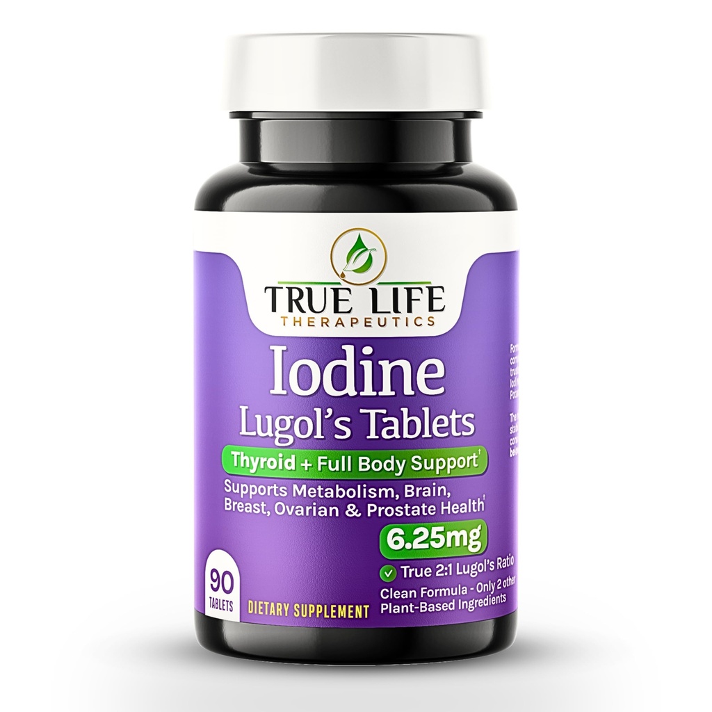 Lugol 6, 25 mg - Precise - Dose Thyroid & Energy Support - No Harsh Liquid, Stabil Kálium Iodide Supplement - 90 Ct, Non-GMO, No Preservatives