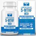 L-Methylfolat 5 MG, Optimiertes und hochbioaktives Methyl Folat, 5-MTHF-Ergänzung für Mood und Immununterstützung, Natürliche Diät-Ergänzung für Energie, Non-GMO & Gluten-Free, 90 Kapseln