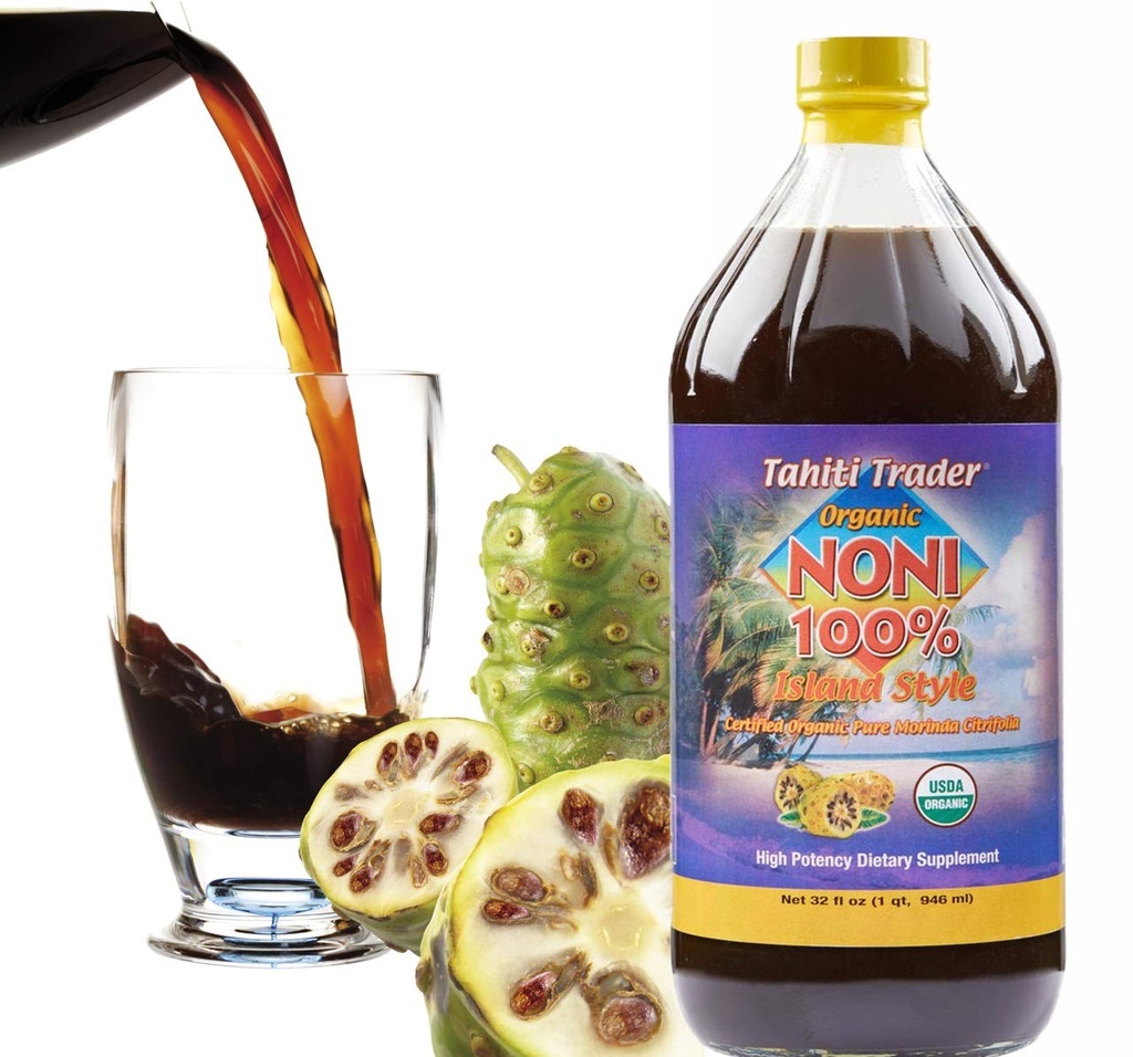 Tahiti Trader Island Style High Potency Noni Juice - Pure Noni Fruchtsaft gefruchtet zu Essig - Organic Antioxidant Superfood Unterstützung Energie & Körper Gesundheit - (32oz, 1 Packung)