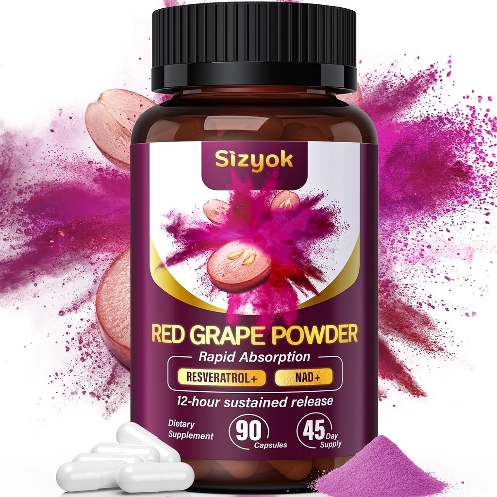 Piceid Resveratrol Supplement and NAD+ Cell Regenerator, Ultra High Purity & Bioavailable, Support Heart Health, Blood Flow, Cellular Energy Production&Metabolism, Red Grape Powder, 45 Day Supply-108