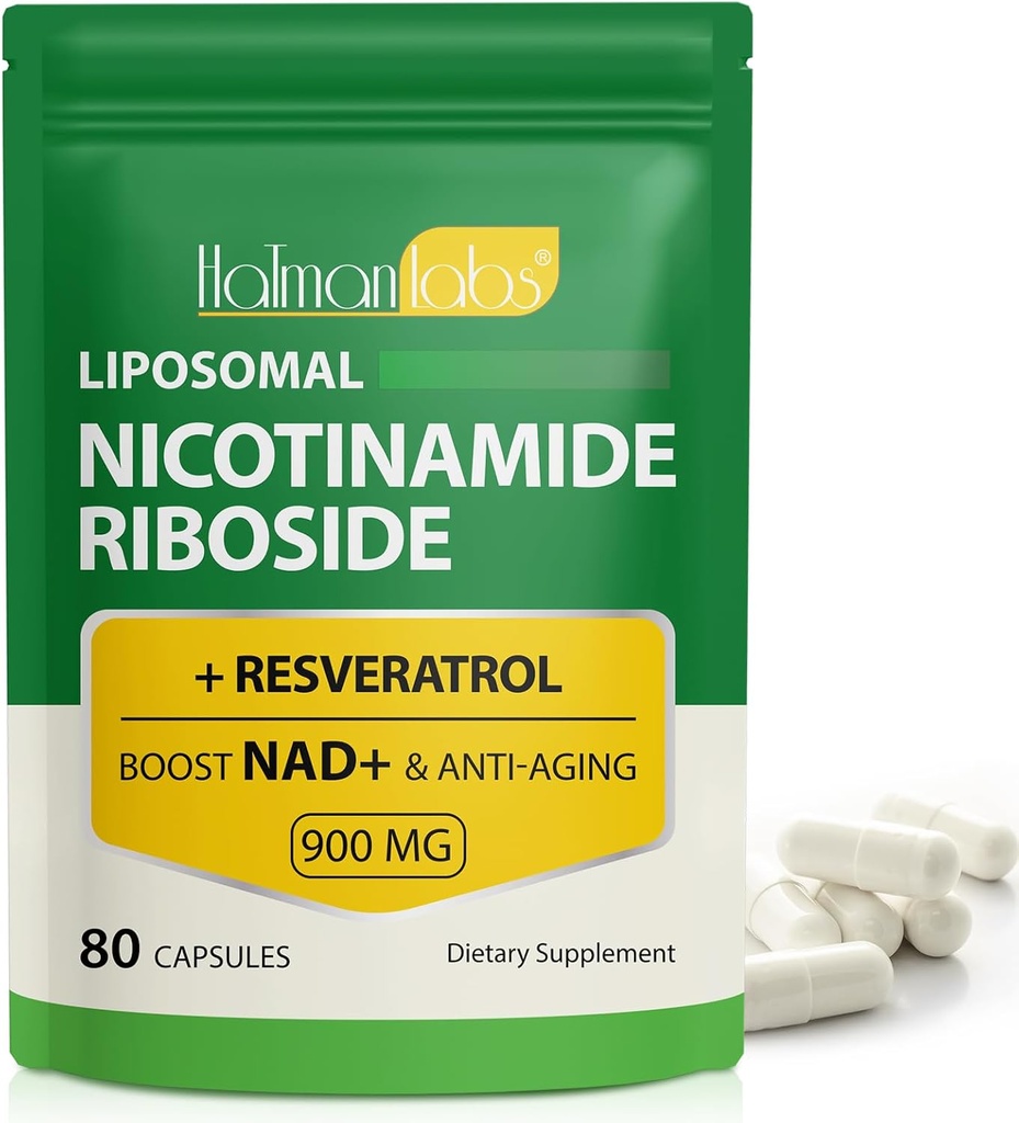 NAD Supplement - Liposomal Nicotinamide Riboside 900mg, Resveratrol, Quercetin - High Purity NAD Supplement for Energy, Support Cellular Health, Stamina & Healthy Aging - Ultra Strength 80 Capsules