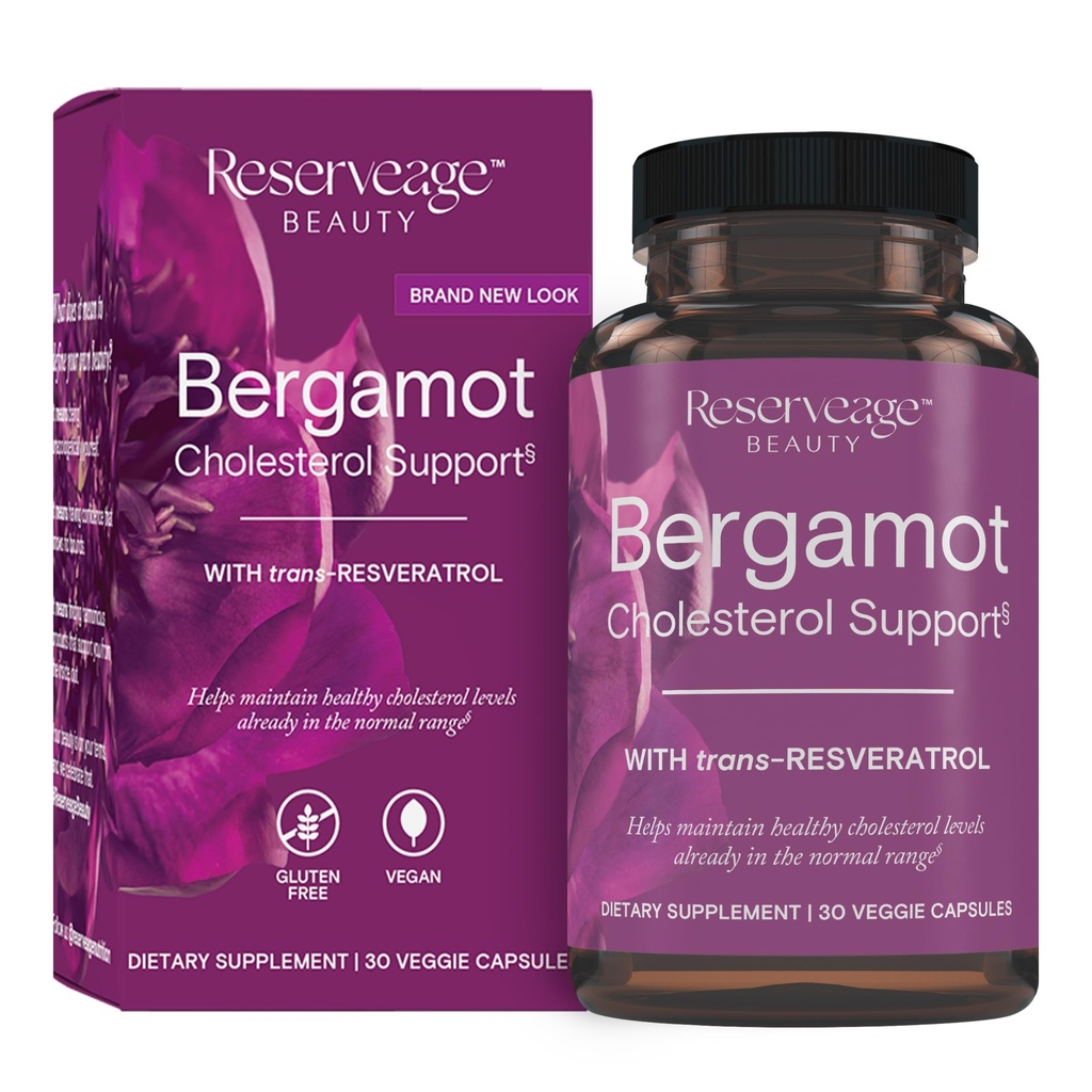 Reserve Schönheit Bergamotte Cholesterol-Unterstützung mit Resveratrol - Antioxidante Ergänzung für Herz-Kreislauf-Unterstützung & Herzgesundheit - Vegan & Non-GMO - 30 Kapseln (30 Servierungen)