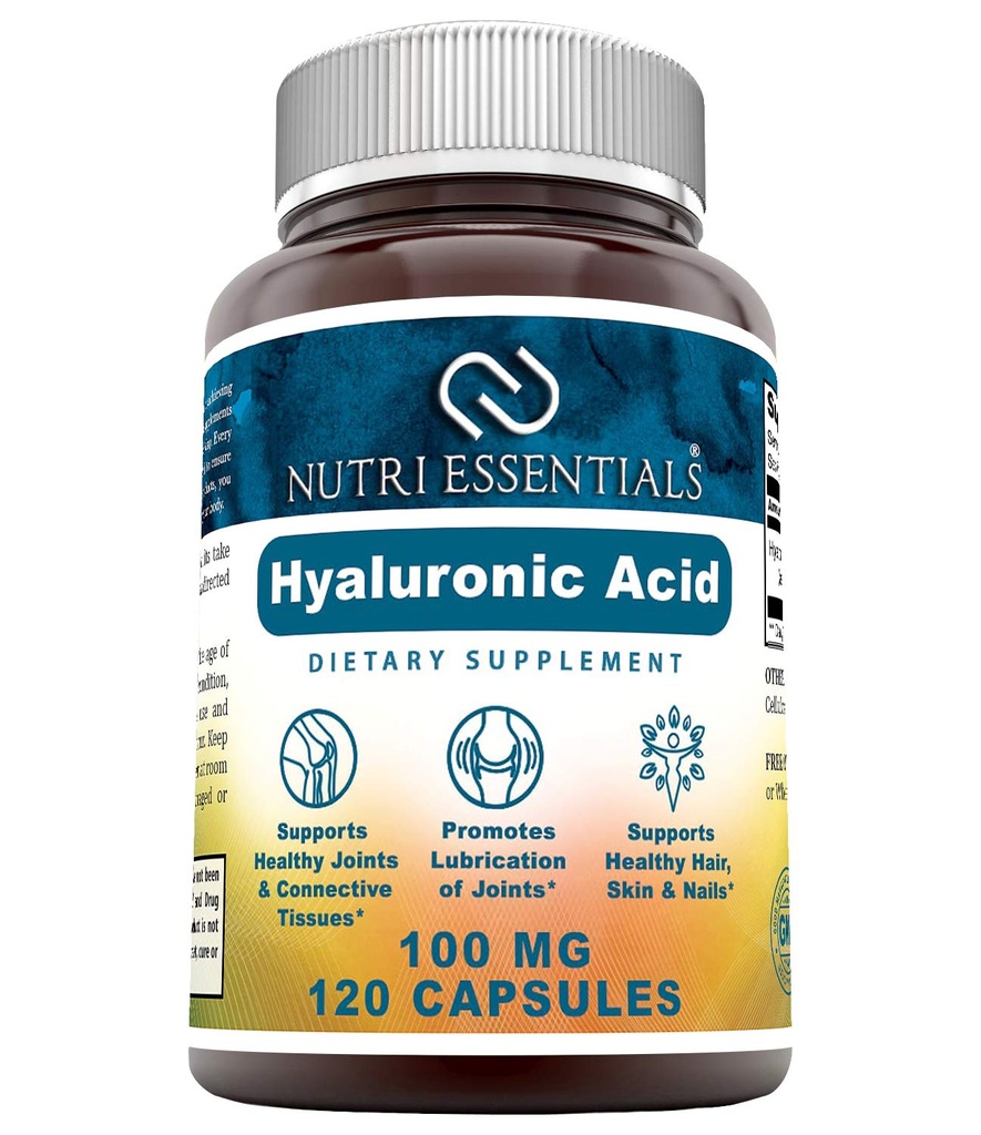 Hyaluronic Acid Dietary Supplement - 100 mg 120 kapszula (Non-GMO) - A legjobb kiegészítők a közös egészség, bőrellátás és több *
