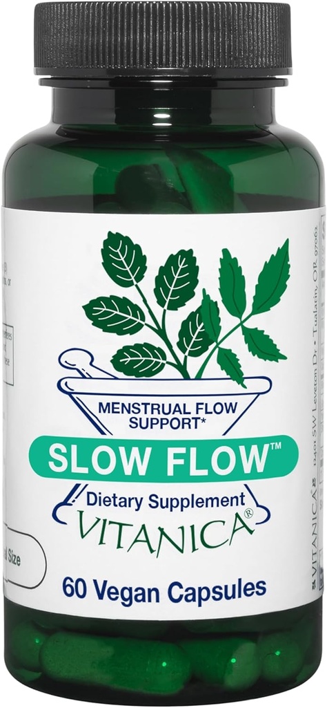 Vitanica Slow Flow, Menstrual Flow Support, Vegan, 60 kapszula (Slow Flow Pro Logo)
