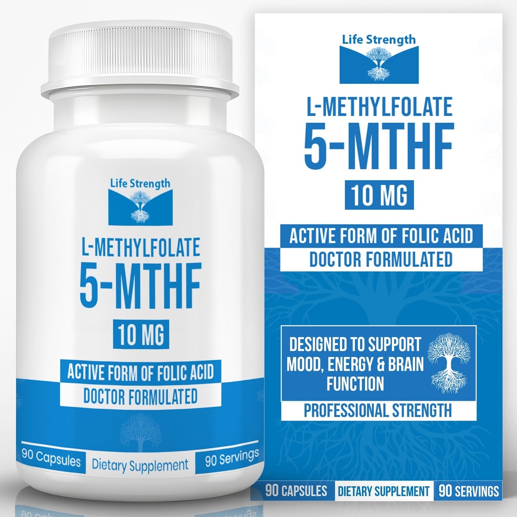 L-Methylfolat 10 MG, Optimiertes und hochbioaktives Methyl Folat, 5-MTHF-Ergänzung für Mood und Immununterstützung, natürliche Ernährungsergänzung für Energie, nicht-GMO & Gluten-frei, 90 Kapseln