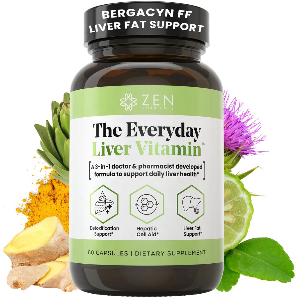 Zen Nährstoffe Die Alltagslebende Vitamin - Leberreiniger Detox & Reparieren mit Bergacyn FF, Bio Milchdistel, Dandelion Root & Artichoke Extrakt für Lebergesundheit - Fatty Liver Support Supplements
