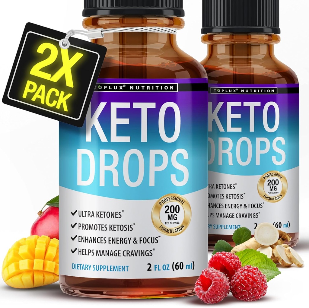 Toplux Keto Diät Tropfen Ketogene Ergänzung - Premium Formel zur Unterstützung Ketosis, bessere Absorption Flüssigkeit, Garcinia Cambogia, für Männer und Frauen