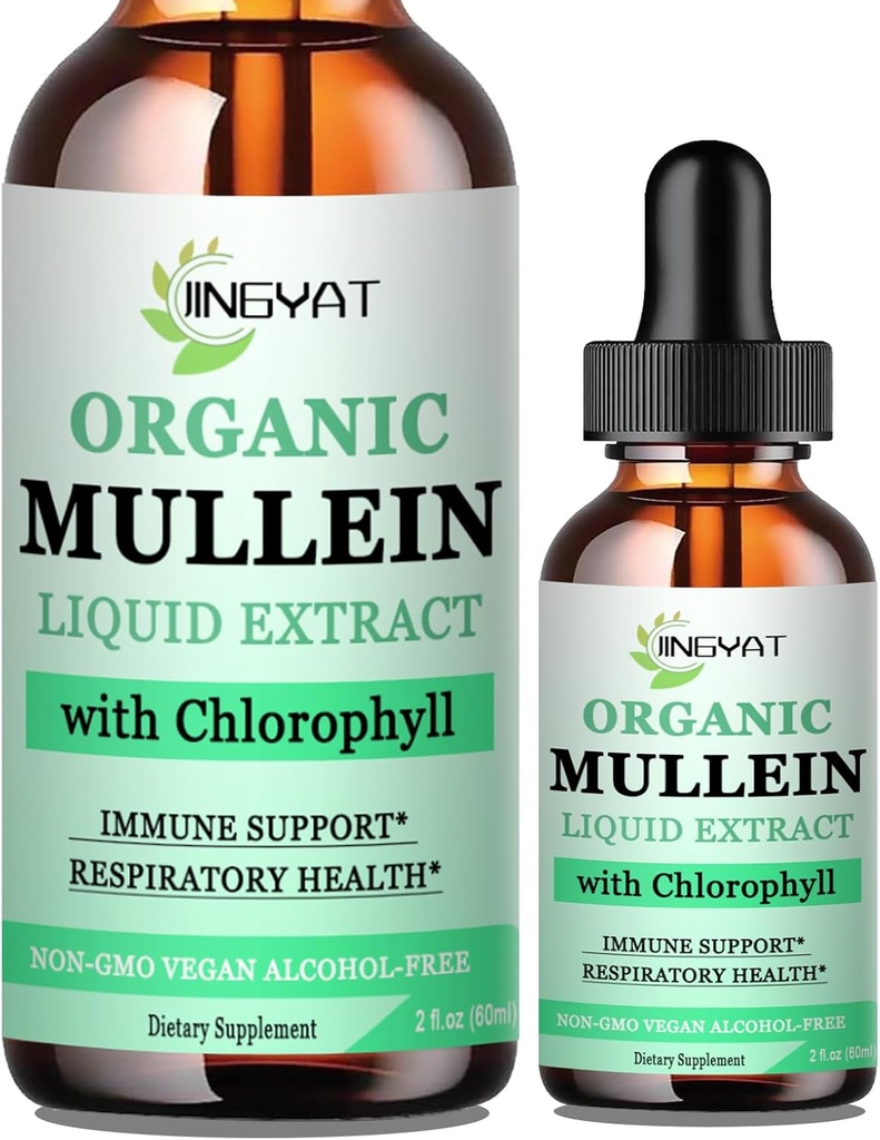 Mullein Tropfen für Lunge | Leistungsstarker Mullein Blattextrakt mit Chlorophyll, Vitamin C, Cinnamon für Immununterstützung, Detox & Respiratory Support, Bronchial Support | Non-GMO, Kosher, Gluten-Free
