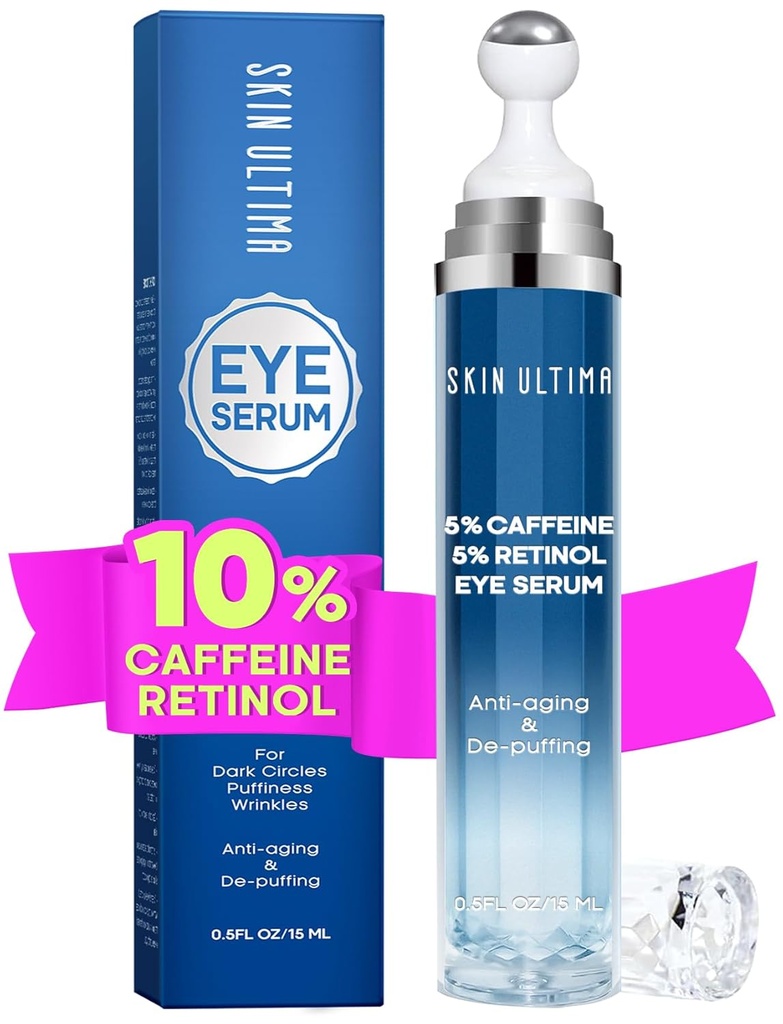 5% koffein 5% Retinol Szemkrém sötét körök, puffadás és zsákok, hialuronsav és Niacinamid alatt Szemkrém Anti öregedés, Szemszérum finom vonalak, 360 ° Szemmasszázs Ball Roller