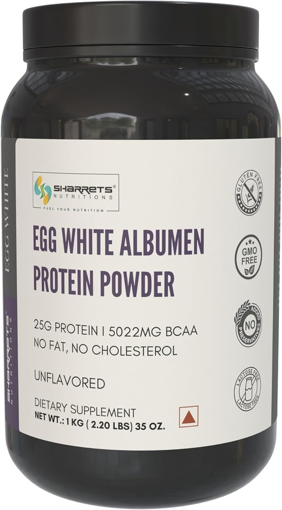 Egg White Albumen Protein Powder, 2.2 lbs Unflavored, Protein Pulver für Frauen Erwachsene Sportler Bodybuilding Anfänger Jungen Mädchen Familie, Halal Certified - Non GMO, Gluten Dairy Free