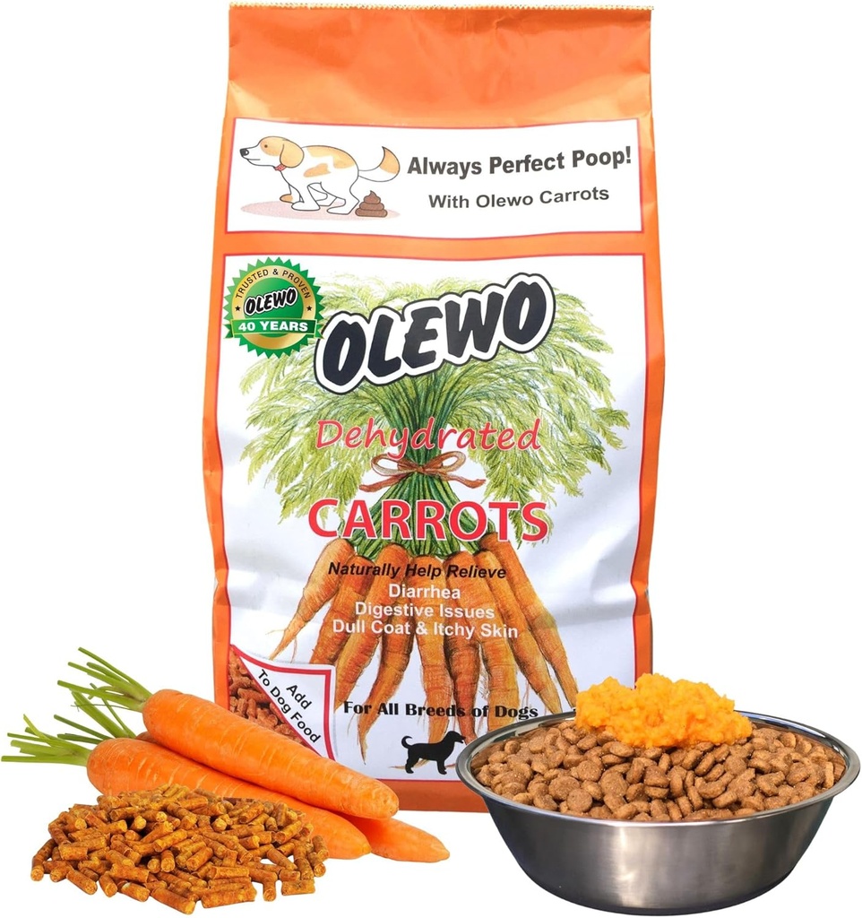 Olewo Original Karotten für Hunde – Fiber for Perfect Poop, Dog Food Toppers for Picky Eaters, Natural Skin & Coat Support, Multivitamin, Probiotics for Digestive and Gut Health, 5.5 lbs
