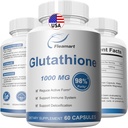Glutation-kiegészítés 98% + Erősen tisztított és biohasznosítható - Skin Care & Detoxicification L- Glutathione 1000mg Immun- és májtámogatás - Készült az USA 60 kapszula