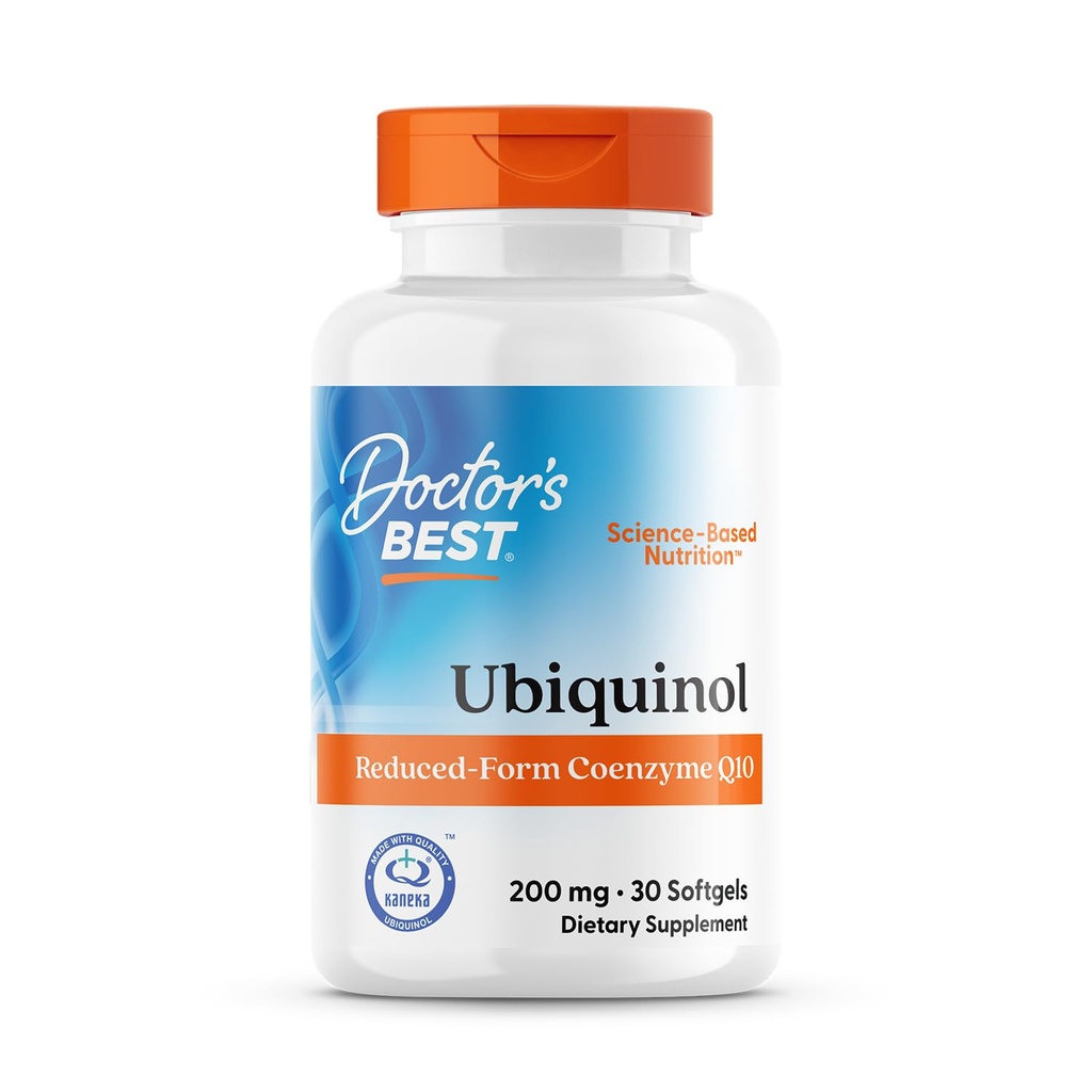 Doctors Best Ubikinol, reduked- Form Coenzim Q1, 200 mg, Non- GMO, Gluten Free, Soy Free 30 Softgels