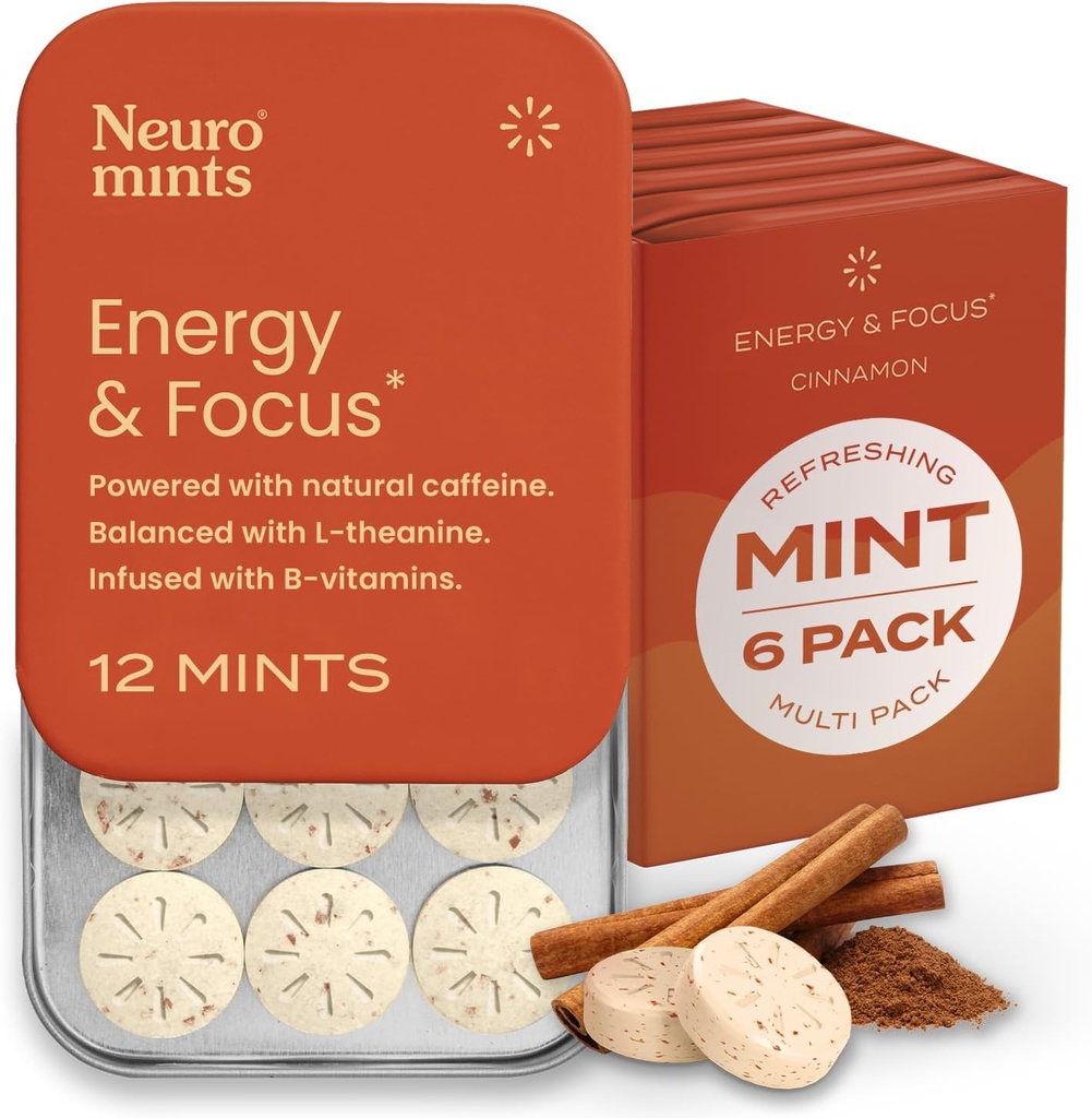 NeuroGum Energie Koffein Minze (72 Stück) - Zuckerfrei mit L-Theanin + Natürliches Koffein + Vitamin B12 & B6 - Nootropic Energy & Focus Supplement für Damen & Herren