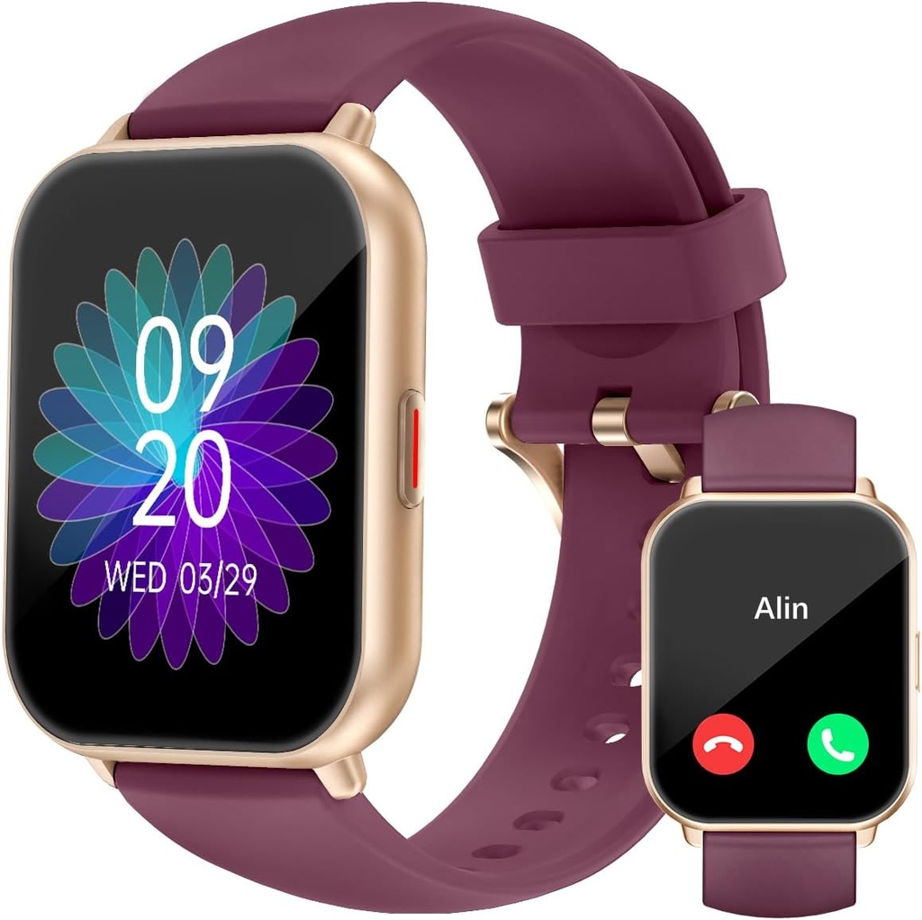 RUIMEN Smart Watches für Damen (Answer/Make Calls, 2 Bands Included), 1.8" Smartwatch für iOS/Android Phones, Fitness Tracker Heart Rate/Sleep Monitor Digital Watch Waterproof Purple