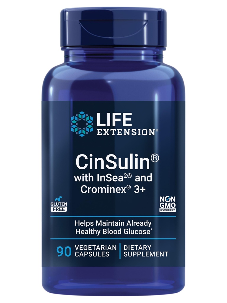 Lebensverlängerung CinSulin® mit InSea2® und Crominex® 3+, shilajit, amla Fruit, Cinnamon, Brown Seaweed, Unterstützt gesunden Stoffwechsel und Satiety, Glutenfrei, Non-GMO, Vegetarier, 90 Kapseln