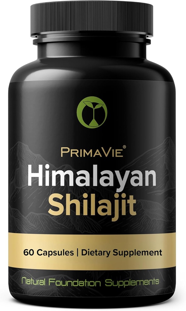 Shilajit Capsules High Strength Purified Primavie Shilajit Harvested bei 10.000 Feet aus dem Himalaya-Gebirge Reich an Fulvic Acid & Trace Minerals 3. Partei Tested 100% Natural Made in USA (60)