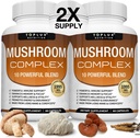 Toplux Mushroom Supplement Lions Mane & Cordyceps Reishi Chaga 10 Organische Pilzmischung zur Unterstützung Immunsystem, Gedächtnis, Fokus & Klarheit und Energie erhöhen, für Männer Frauen, 60 Kapseln