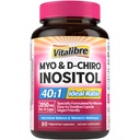 Inositol Supplement, Myo-Inositol & D-Chiro Inositol Fruchtbarkeit Ergänzungen für Frauen, 40:1 Ideale Ratio, Hormon Balance und Ovarian Unterstützung, 80 Vegan Kapseln