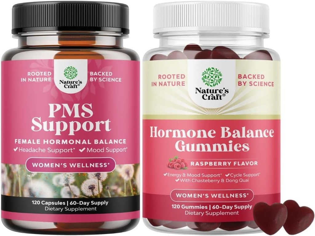 Bundle of Advanced PMS Support Supplement for Low Energy and Hormon Balance for Women of All Ages - PMS Gumies