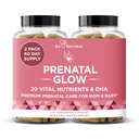 Glow Prenatale Vitamine für Frauen – 20-in-1 Vital Nährstoffe für gesunde Schwangerschaft und gesunde Entwicklung – Folsäure & Vegan DHA für Babys Wachstum & A Bequeme Schwangerschaft – 120 Nourishing Capsules
