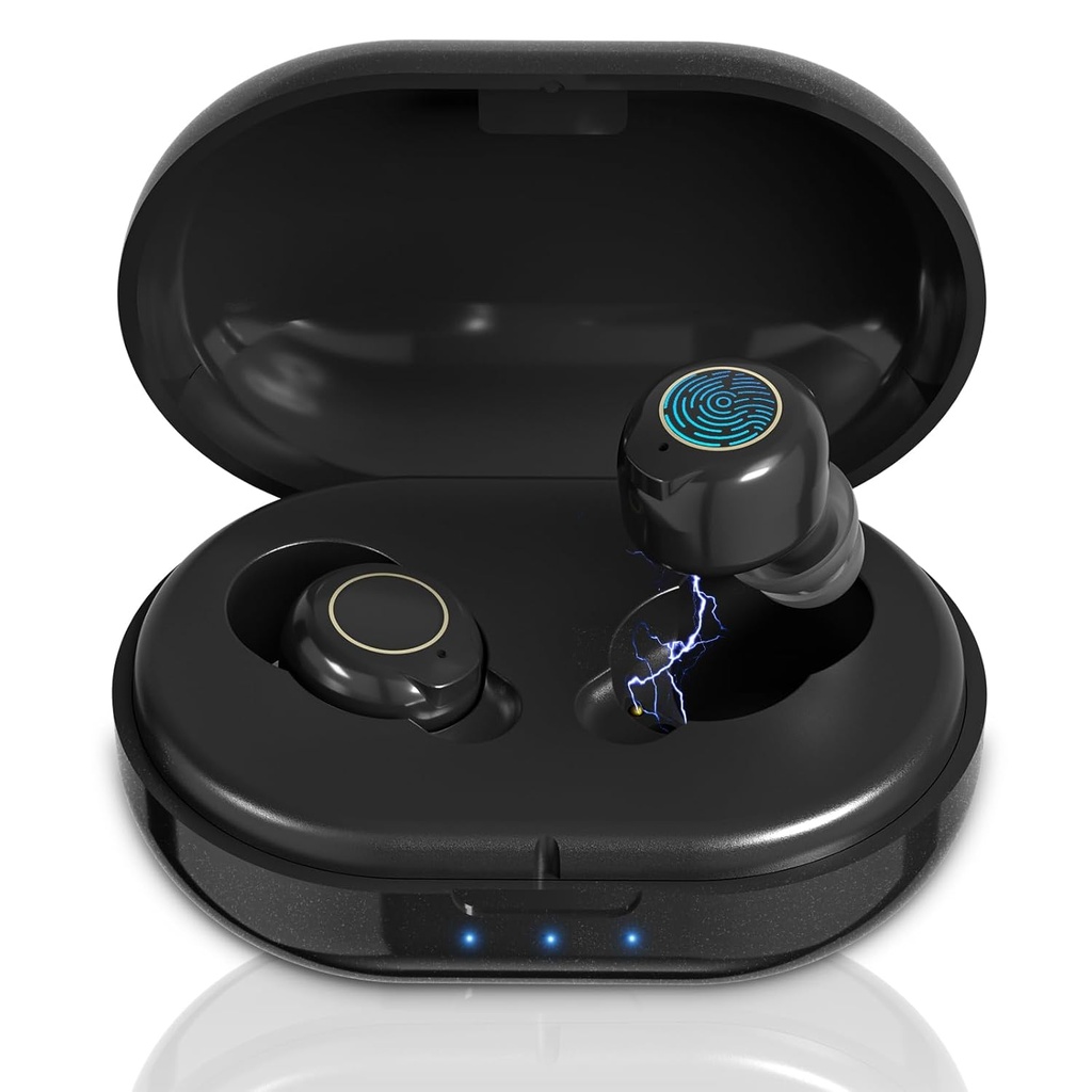 Hörgeräte für Senioren Hörverluste, Wiederaufladbare Hörgeräte mit Lärmbelästigung, Hörverstärker Hörgeräte mit Oval Charging Case, Schwarz