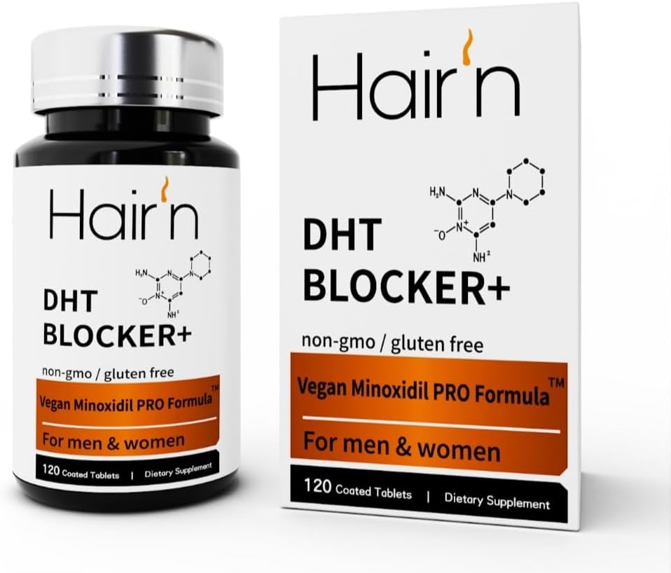 Hair’n DHT Blocker Hair Growth Supplement, Vegan & Plant-Based Formel für Männer & Frauen, unterstützt Haarwachstum, sicher für Erwachsene - Säge Palmetto, Biotin, Capsaicin, und Reishi Pilze