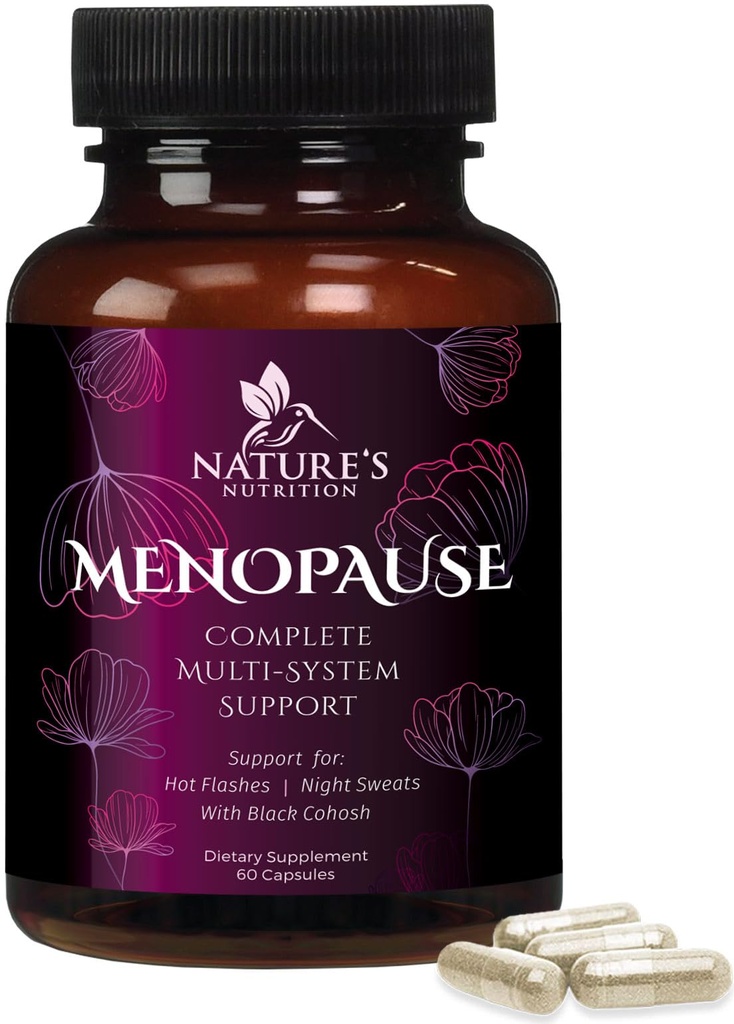 Menopause Ergänzungen für Frauen mit schwarzem Cohosh - Hot Flash und Hormon Unterstützung für Frauen, Natürliche Menopause Relief Vitamine unterstützen Mild Night Sweats & Balance, Non-GMO & Gluten Free - 60 Kapseln