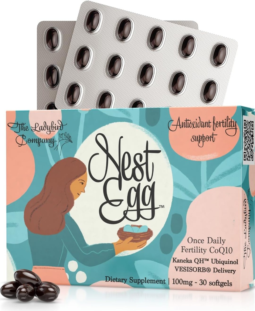 Nest Egg Ubiquinol CoQ10 100mg - Premium CoQ10 Fertility Supplement für Damen - Made in USA - 3. Partei Getestet - Einmal täglicher Softgel (30 Count)